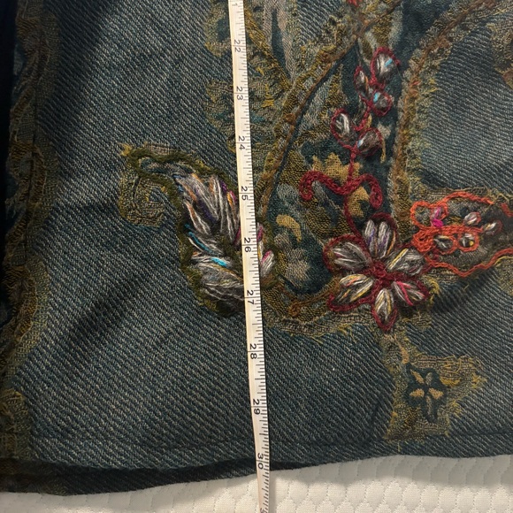 Soft Surroundings Blue 100% Wool Embroidered Cardigan - Picture 7 of 9